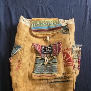 Rice Love Backpack Buy A Bag Feed A Family Recycled Travel Unique Burlap Hippie